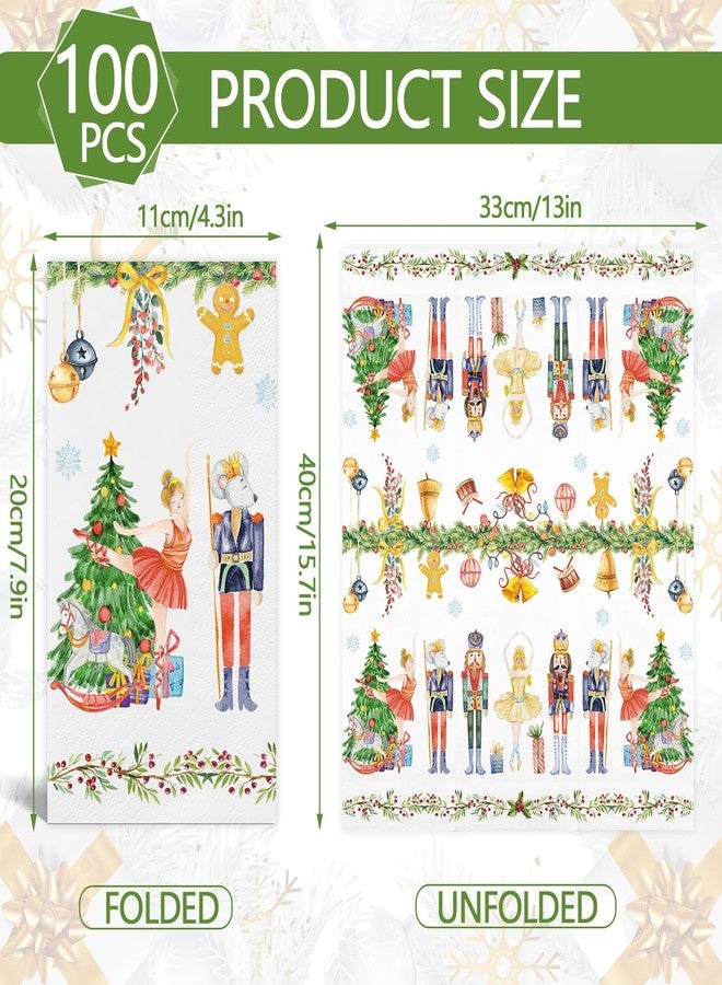 IANFEPH 100PCS Christmas Napkins Disposable Watercolor Nutcracker Paper Napkins 3 Ply Decorative Paper Hand Towels for Bathroom Winter Xmas Guest Napkins for Winter Holiday Christmas Cocktail Party - Image 2